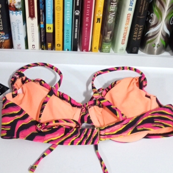 SALT + COVE PINK ZEBRA MAIN EVENT UNDERWIRE SRALETTE SWIM TOP SIZE SMALL NWT - Picture 4 of 5